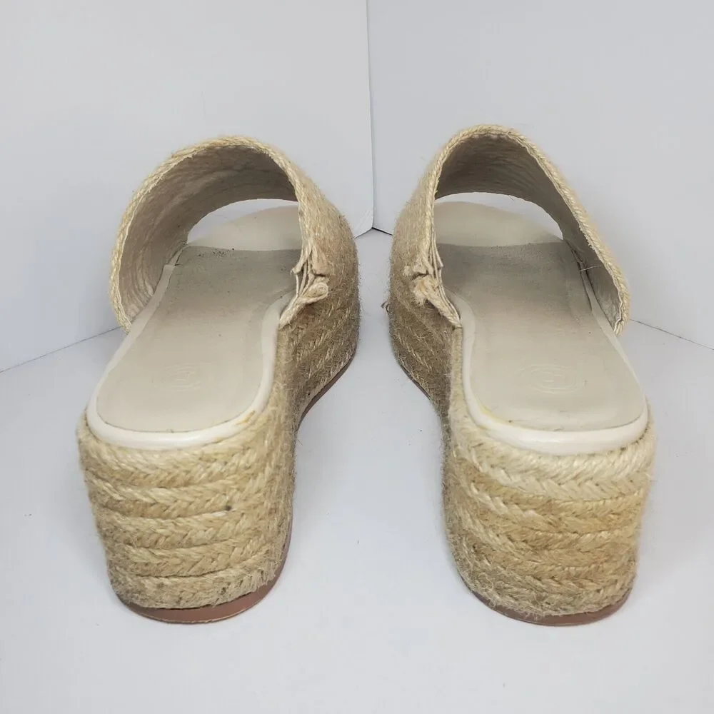 Womens Y2K Mules Platform Slip On Woven Straw Raffia Summer Party Chunky Sz 6